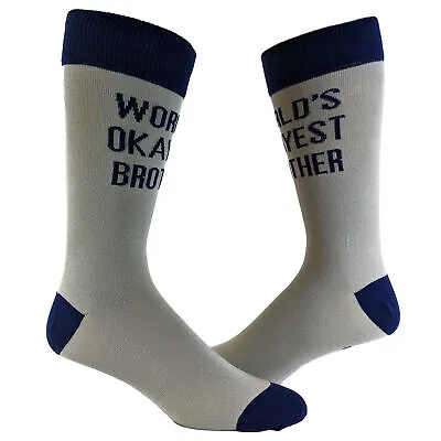 Youth World's Okayest Brother Socks Funny Cool Family Bro Graphic Novelty • £11.87