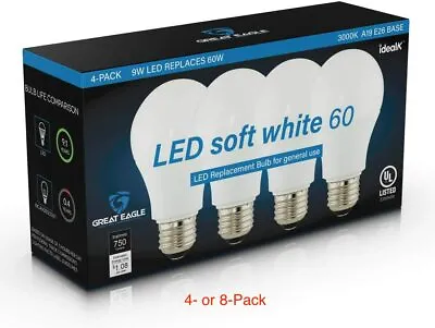 Great Eagle A19 LED Light Bulb 60 Watt Soft White 3000K 800 Lumens UL Listed • $7.95