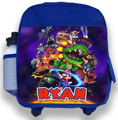 £19.99 • Buy Personalised Kids Blue Backpack Any Name Super Mario Boys Childrens School Bag 2