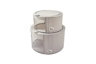 Periea Abby Round Canvas Home Storage Boxes With Zip Lids & Folding Steel Frames • £10.99