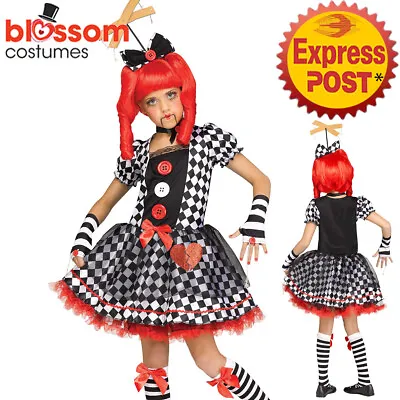 CK1280 Girls Marionette Doll Puppet Dress Broken Ragdoll Kids Halloween Costume • £38.16