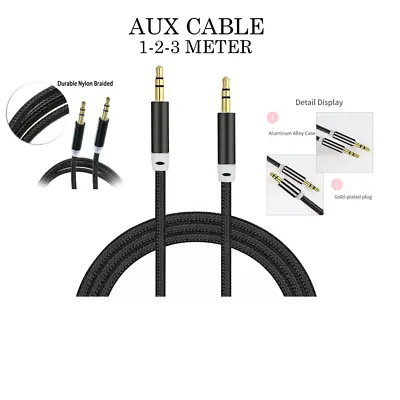 AUX Headphone Extension Cable 3.5mm Mini Jack Audio Lead Male To Male Earphone • £3.92
