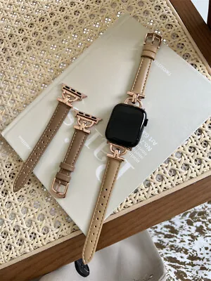 $18.89 • Buy Woman Leather Thin Slim Strap Band For Apple Watch 41 45 38 42mm Series7 SE 6 5