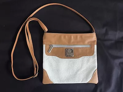 I Medici Firenze Genuine Italian Soft Leather Crossbody Bag Purse White Tan P • $18