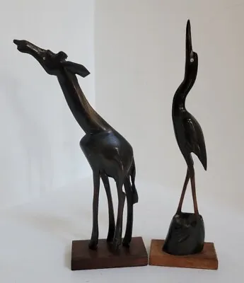Vintage Buffalo Horn Crane Stork Egret Heron Crane Carved Bird Sculpture Giraffe • $39.99