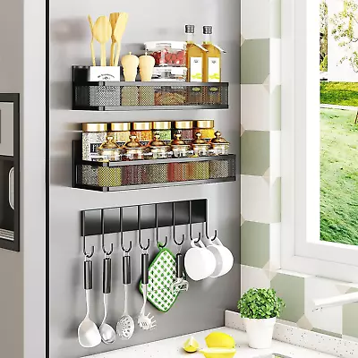 Magnetic Spice Rack For Refrigerator 3 Pack Magnetic Shelf Fridge Organizer Sh • £21.22