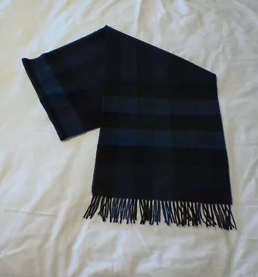 Vintage Burberry 100% Cashmere Mega Check Blue Scarf Made In Scotland • $84.99