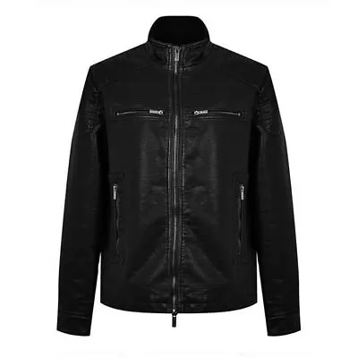 Men's Jacket Firetrap PU Full Zip In Black • £34.99