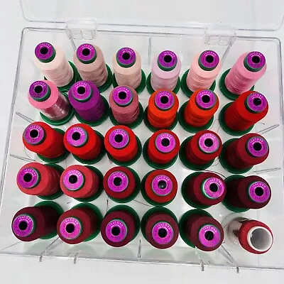 Lot Of 29 Isacord Red Pink Shades Polyester Embroidery Thread 1000m 40 Wt Case • $99.99