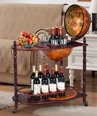 Vintage Style Bar Liquor Cart Tea Drinks Serving Trolley Wood Rolling Wine Rack • $181.97