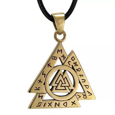 Bronze Valknut Pendant Norse Necklace Gold Color Asatru Viking Jewelry • $17.99