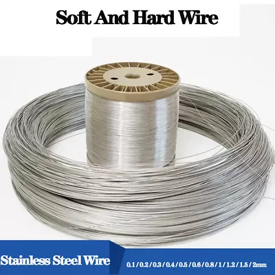 £2.10 • Buy 304 Stainless Steel Wire 0.1/0.2/0.3mm~2mm Soft And Hard Wire Rustproof Durable
