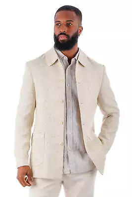 Barabas Men's Linen Wool Texture Polo Collar Blazer 4BL33 • $215.60