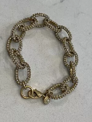 J Crew Pave Crystal Chain Link Bracelet 7.5 Inches Long • $29