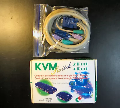 4-port PS/2 & VGA KVM With 2 Sets Of Cables • $14.95