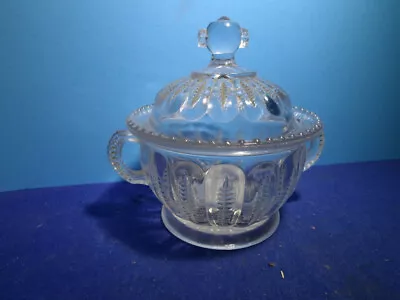 EAPG Westmorland C 1904 Derby/ Zipper Variant Glass Sugar Bowl W/ Lid • $9.99