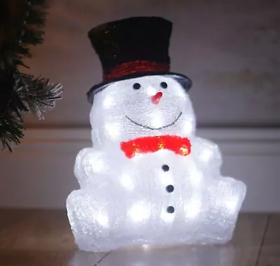 Snowman Light Up Christmas Decoration 30 LED Xmas Acrylic Frosty Ornament 31cm • £19.99