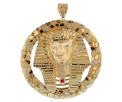 $10104.99 • Buy 10k Or 14k Yellow Gold Large Gold Nugget Egyptian Pharaoh Heavy Frame Pendant