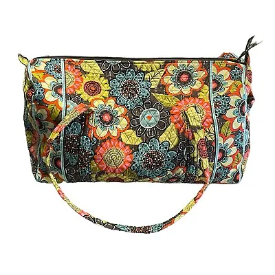 Vera Bradley Travel Duffle Bag Flower Showers XL 22x12x12  Brown Blue Green • $35.89