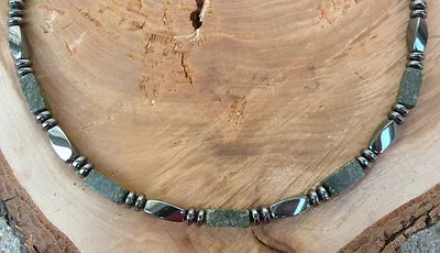 Men’s Women’s Russian Serpentine Jade Therapy Magnetic Hematite Necklace • $46.99