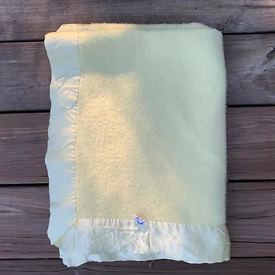 Kozee Komfort Vintage Baby Thermal Soft Nylon Satin Edge Blanket Blankie Yellow • $24.20