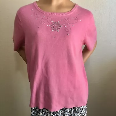 Quacker Factory Pink Sweater Silver Snowflake Large • $12.60