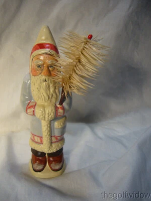 $219.99 • Buy Vaillancourt Folk Art Santa In Blue With Feather Tree Signed No. 22031