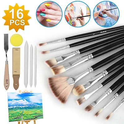 16Pcs Artist Paint Brushes Set Nylon Brush For Acrylic Oil Painting Craft Model • $9.48