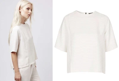 £13.99 • Buy Topshop  Cream Pinstripe Panel Top/tee Blog Fav Oversized Style Sizes 8 To 16