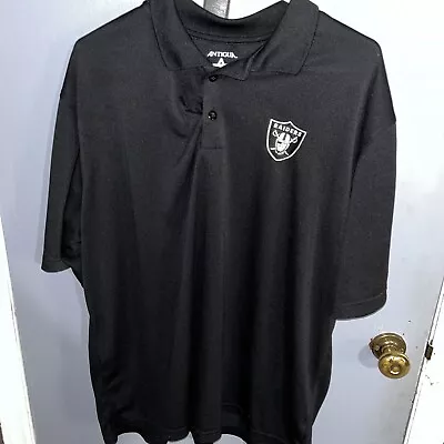 Raiders Polo Shirt Mens XL Black Embroidered Logo Golf Antigua • $36.88