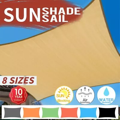 Heavy Duty Shade Sail Cloth Rectangle Sun Outdoor Canopy Awning Shadecloth Sand • $46.16