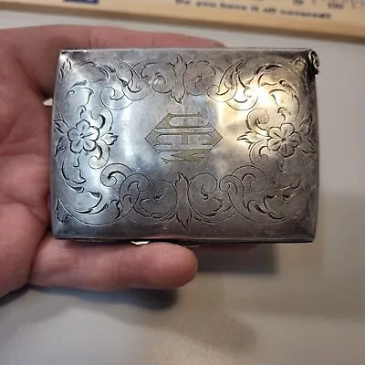 Antique Ladies Formal Floral Silver Plate Wallet/Make-Up/Card Case Coin Purse • $50