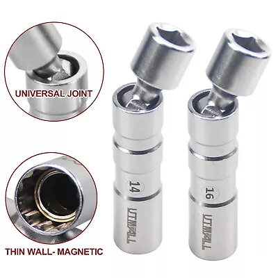 14MM 16MM Thin Wall Magnetic Swivel Spark Plug Socket 12-Point Removal Tool • $8.69