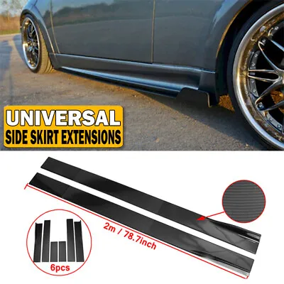 2M Universal Car Side Skirts Extension Rocker Panel Lip Wing Carbon Fiber Style • £35.99