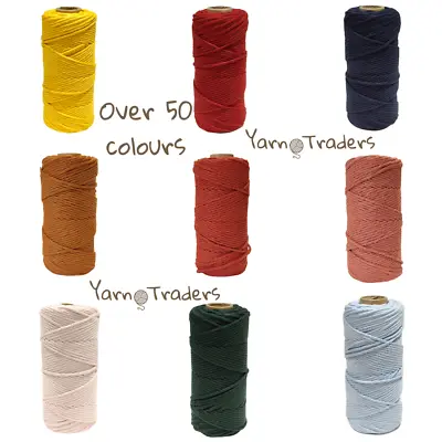 Premium Recycled Super Soft Cotton Yarn 3mm Macrame Crochet Craft Cord • £6