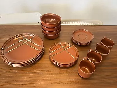 Vintage Japanese Ranmaru Potter's Choice Rust Full Set Dishware -Never Been Used • $200