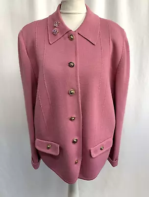 Gibson County Jersey Cardigan Vintage Dusky Pink Knit Wool Blend UK18 L832 • £20