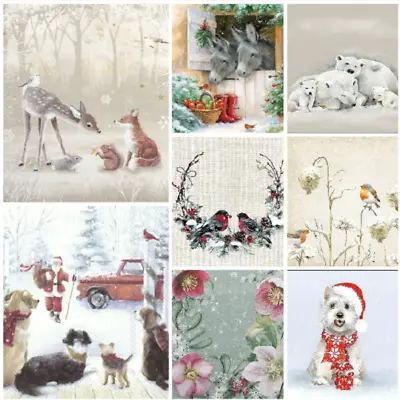 £2.99 • Buy Decoupage Christmas Napkins X 4 Robin Deer Donkey Flora Westie Santa Polar Bear 