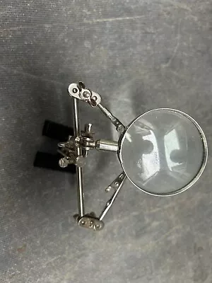 Vintage Magnifying Glass On Stand With Clips Retro Collectors Adjustable • £24.99