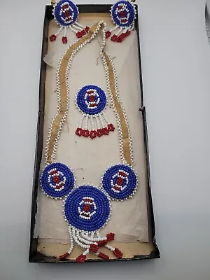 Native American Vintage 3 Medallion Necklace Earrings Brooch Handmade Stunning • $68