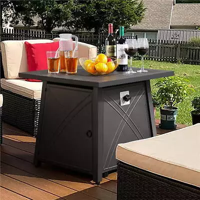 Propane Gas Fire Pit With Lid And Iron Tabletop Black • $114.95