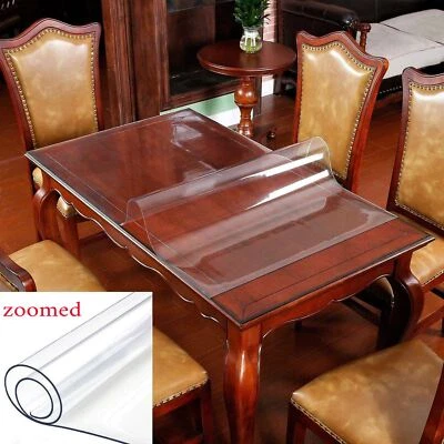 $54.87 • Buy All Sizes PVC Wipe Clean Transparent Tablecloth Waterproo Table Protection Cover
