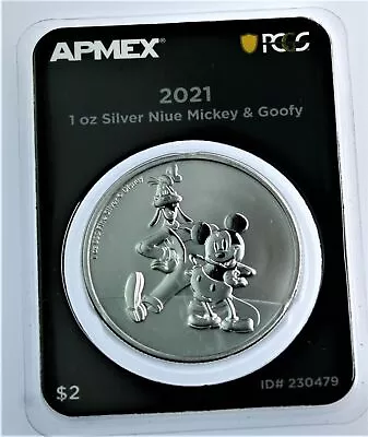 2021 Disney Goofy & Mickey 1 Oz .999 Silver Coin First Strike PCGS TEP • $59.95