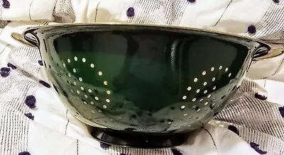 6 COLANDERS KITCHEN STRAINERS RETRO GREEN ENAMELED METAL LARGE/ 6 In Lot • $39.99