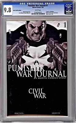 RARE B&W Punisher War Journal 1 CGC GRADED 9.8 WHITE PAGES 2007 CIVIL WAR MARVEL • $0.99