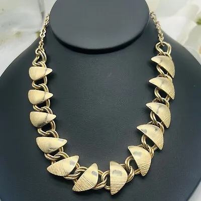 Textured & Smooth Choker Necklace Gold Tone 16” • $12.89