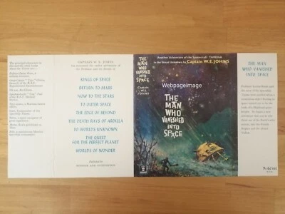 £7 • Buy MAN WHO VANISHED INTO SPACE W E JOHNS Hodder Stoughton Dust Jacket FACSIMILE I