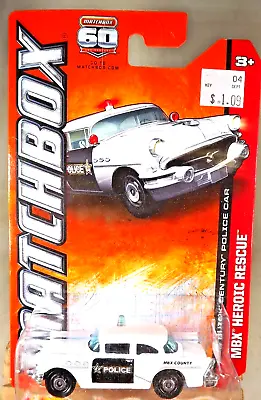 2013 Matchbox MBX Heroic Rescue 18/120 '56 BUICK CENTURY POLICE CAR White W/Hub • $9.50