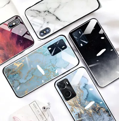 $16.50 • Buy New For OPPO A57 A17 A54s A76 A96 Case Cover Luxury Marble Glossy Glass Back