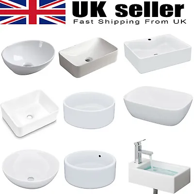 Bathroom Vanity Ceramic Wash Basin Cloakroom Sink Counter Top /Wall Mount White • £33.50